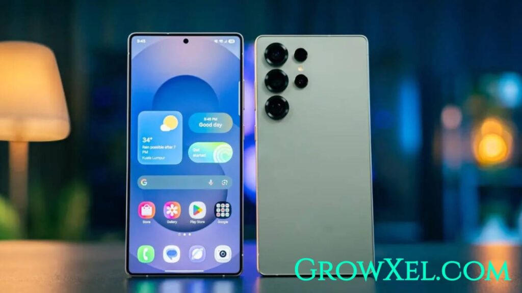 Samsung Galaxy S26 Ultra Smartphone showcasing 200MP 1-inch sensor camera, 2K AMOLED display and premium curved design in black and titanium finish.